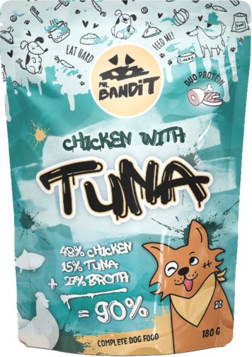 MR. BANDIT CHICKEN & TUNA - Пауч за кучета с пилешко и риба тон - Pet ValleyПаучPet Valley