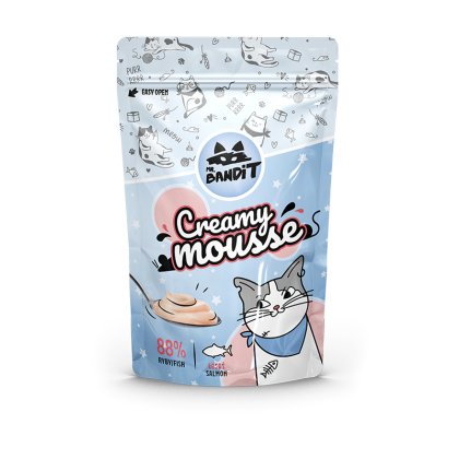 Mr. Bandit Creamy Mousse ( SALMON ) - кремообразно лакомство за котки с вкус на сьомга 60 гр. - Pet ValleyПаучPet Valley