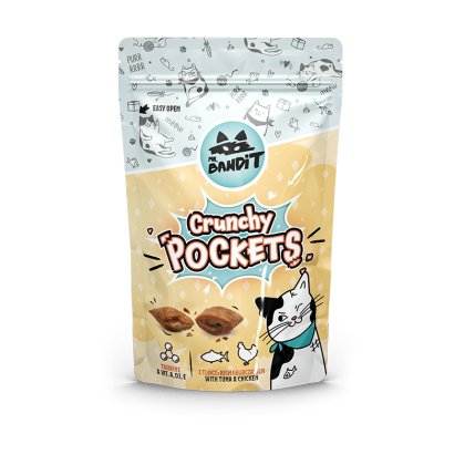 Mr. Bandit Crunchy Pockets (tuna & chicken) - хрупкави джобчета за котка с вкус на риба тон и пилешко месо 40 гр. - Pet ValleyПаучPet Valley