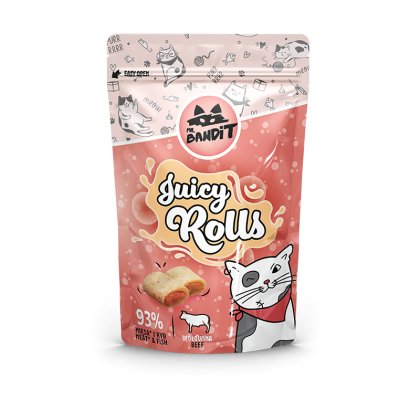 Mr. Bandit Juicy Rolls BEEF - сочно лакомство за котки с говеждо месо 40 гр. - Pet ValleyПаучPet Valley