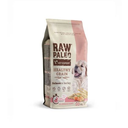 Raw Paleo Healthy Grain Puppy Salmon - за подрастващи кучета от всички породи със сьомга и ечемик - Pet ValleyСуха ХранаPet Valley